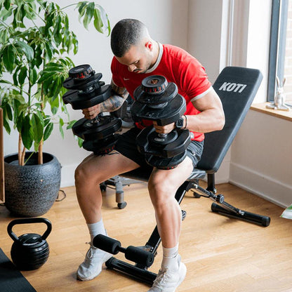 Adjustable Weight Bench + 2x40kg Adjustable Dumbbells